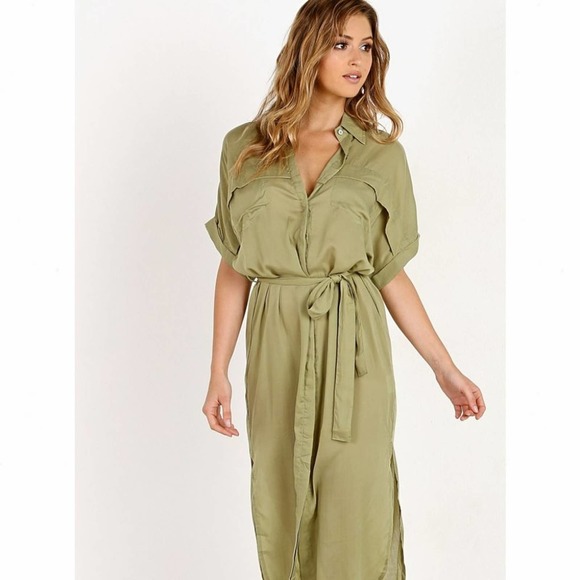 Faithfull The Brand Gigi Shirt-Dress in Plain Sage - Picture 7 of 13